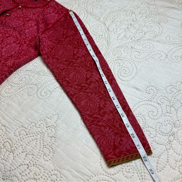 Oleana silk+wool floral jacquard cardigan sweater - Picture 6 of 7